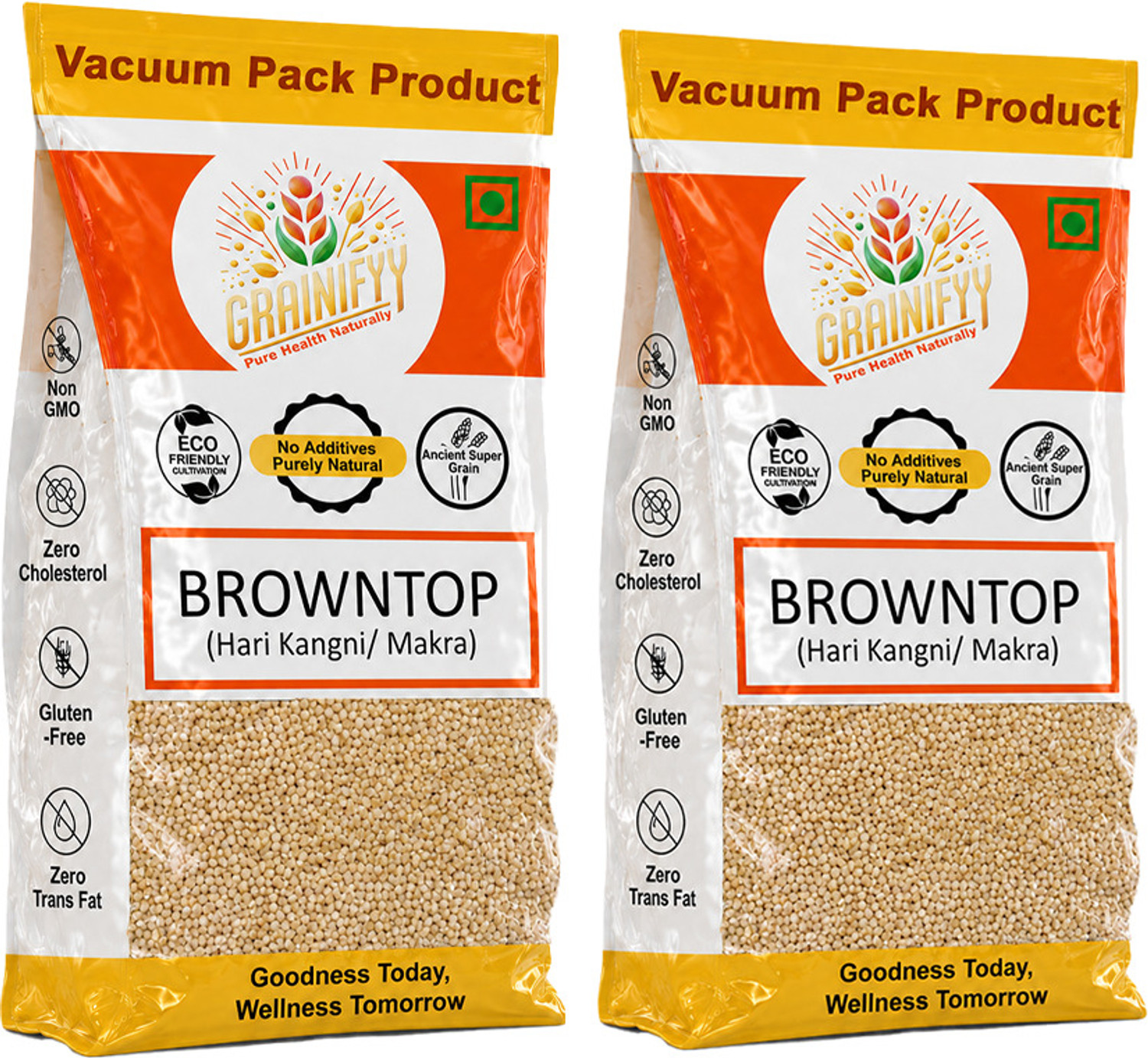 Image of Manna Browntop Millet Natural Grains, 1.5kg (500g x 3 Packs) - (Chotti Kangni / Andu Korralu / Korale) | Native Low GI Millet Rice | High Protein & 100% more Fibre than Rice Browntop Millet (1.5 kg, Pack of 3)
