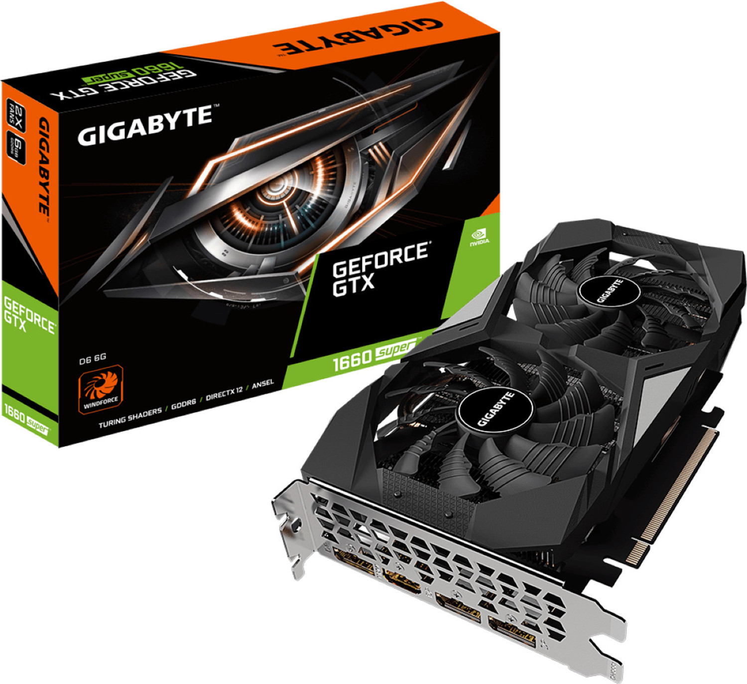 Image of GIGABYTE 1660 Super GDDR6 6 GB NVIDIA Chipset 192 bit 1785 MHz Graphics Card (Black)