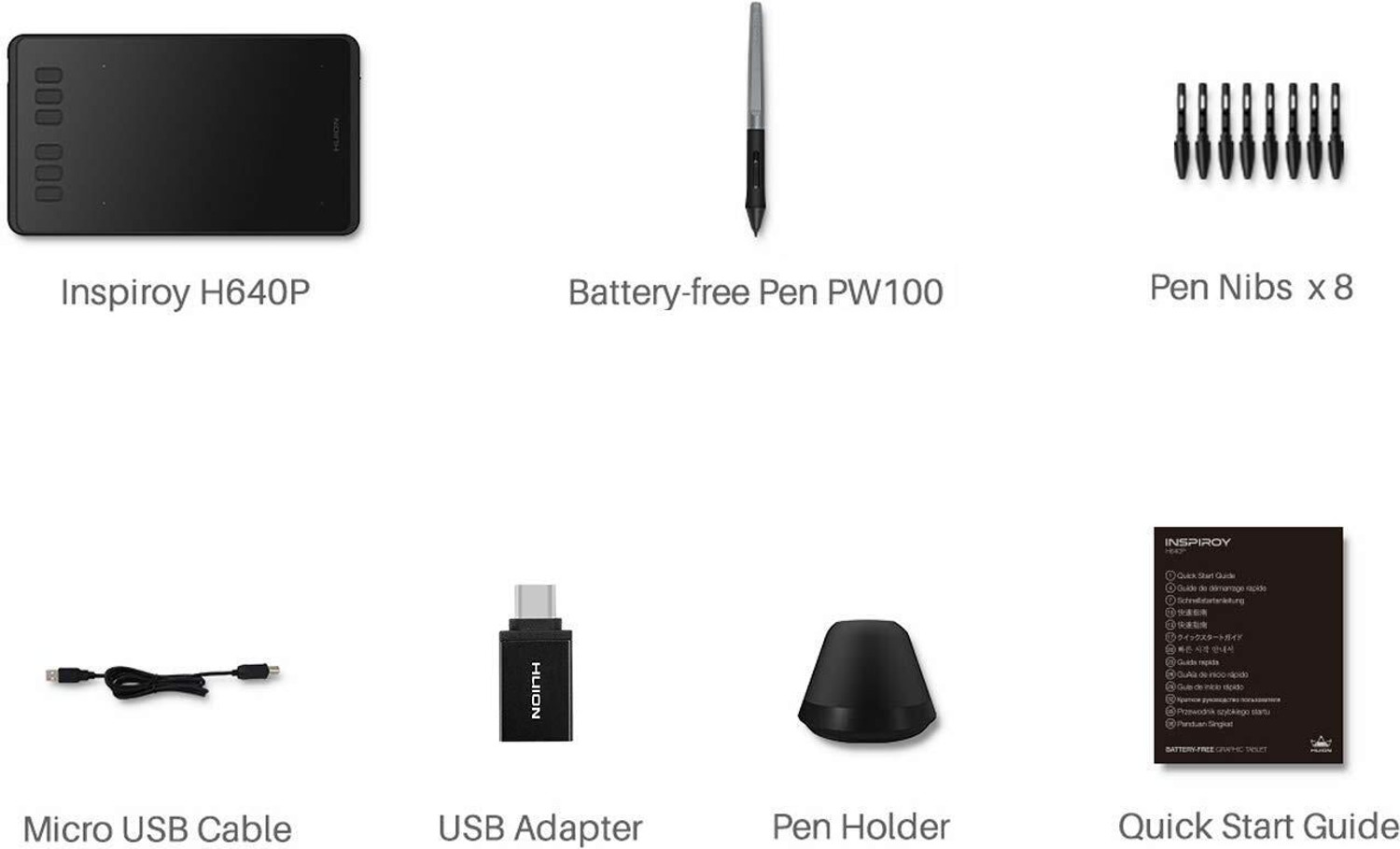 Image of HUION H640P 6.3 x 3.9 inch Graphics Tablet Connectivity - USB (Black)