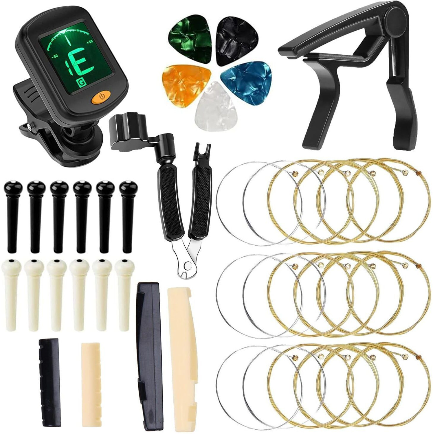 Image of Verilux Acoustic Guitar Pickup 12 Pole Clip On Acoustic Pickup Plug and Play Guitar String (6 Strings)