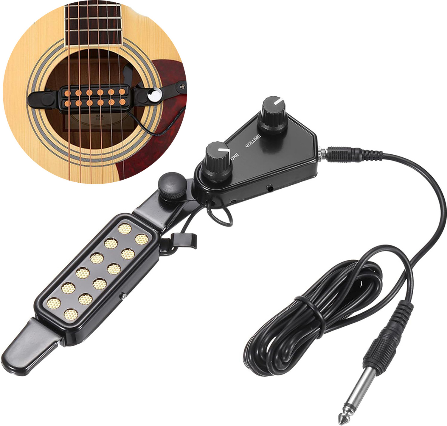 Image of Verilux Acoustic Guitar Pickup 12 Pole Clip On Acoustic Pickup Plug and Play Guitar String (6 Strings)