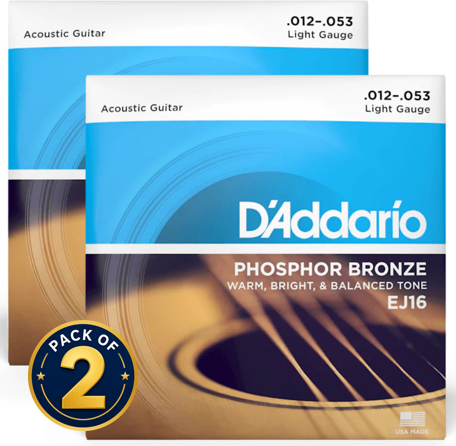 Image of Daddrio Acoustic EJ15 {.010-.047 Extra Light Gauge} WARM, BRIGHT & BALANCED TONE PHOSPHOR BRONZE Guitar String (6 Strings)