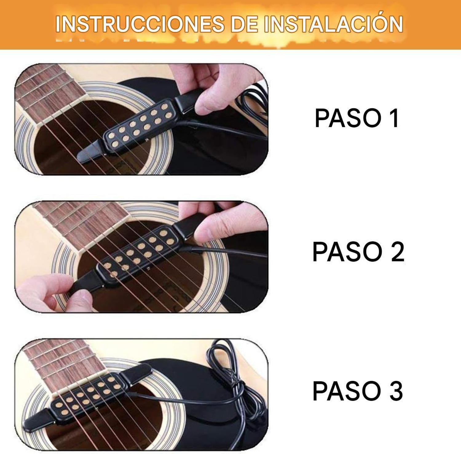 Image of Verilux Acoustic Guitar Pickup 12 Pole Clip On Acoustic Pickup Plug and Play Guitar String (6 Strings)