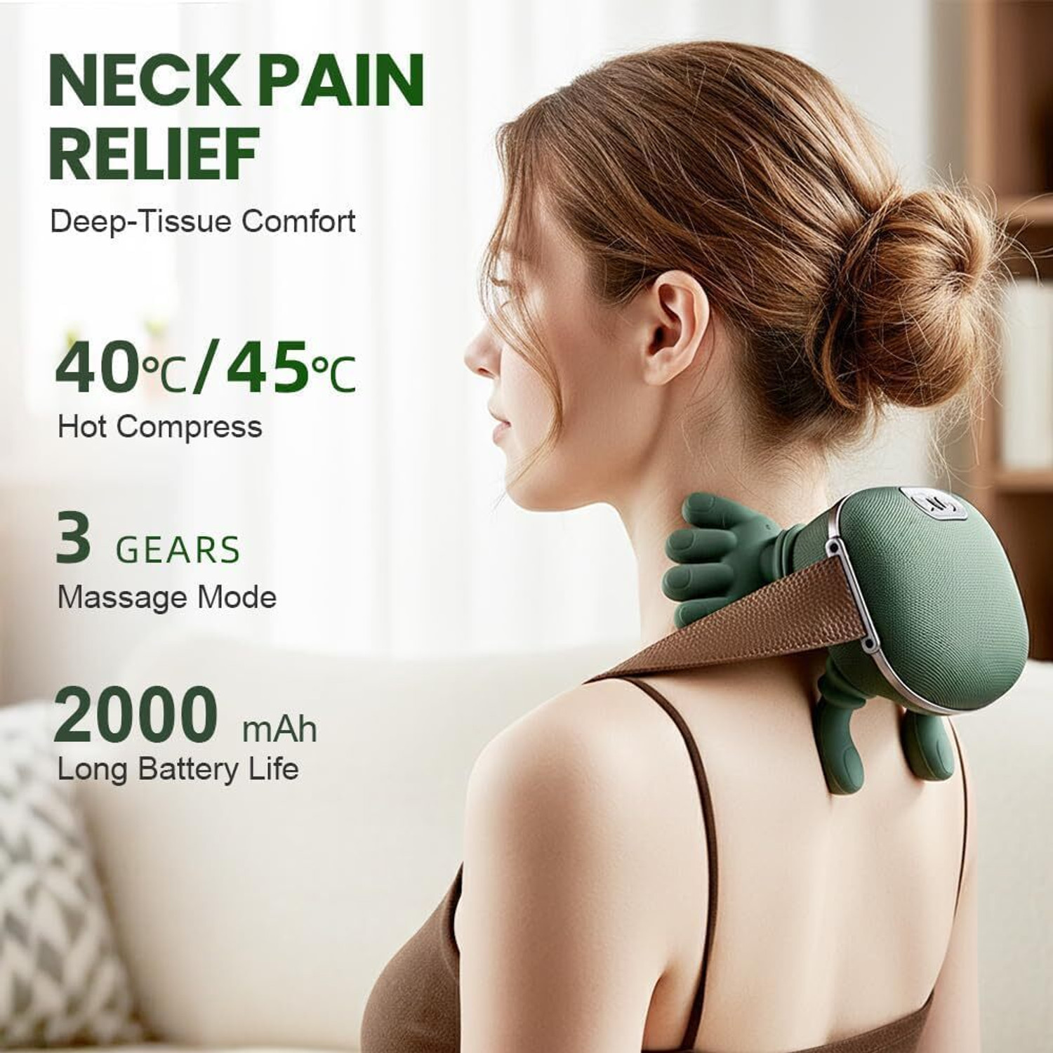 Image of Dazzel Flex Electric Shiatsu Neck Back Massager, Deep Kneading with Heat