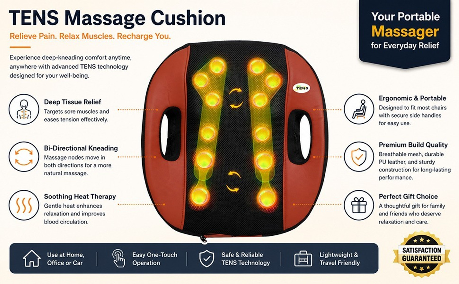 Image of LEADWORT Leg & Thigh Massager 28 Air Bags 3 Level Air Pressure Heating Roller Therepy, Improve Blood Circulation Kneading Legs Massager (Brown)