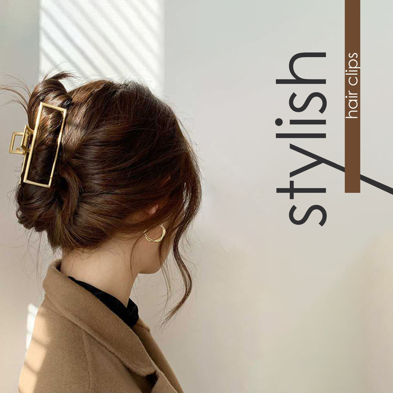 Image of LYROVO 5 PCS Metal Large Hair Claw Hair Clip (Gold)