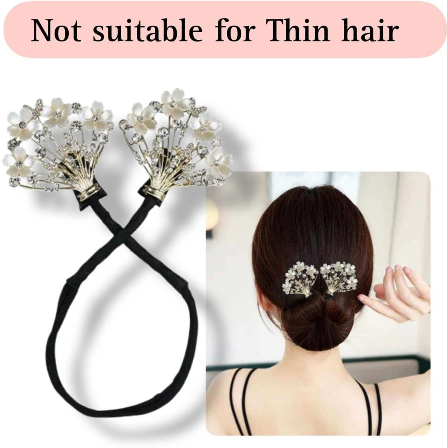Image of Jiyancreation White Flower Hair Bun Maker Clip Bun Clip (White)