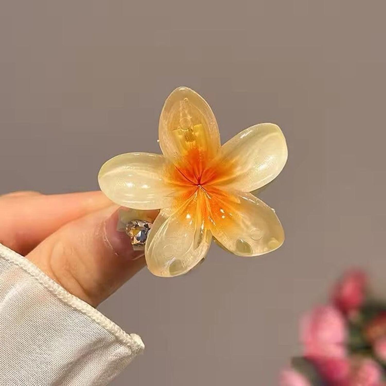 Image of StyleShine Flower Claw Clip - 4pc Stylish Korean Hair Clips for Women, Flower Hair Clip (Multicolor)