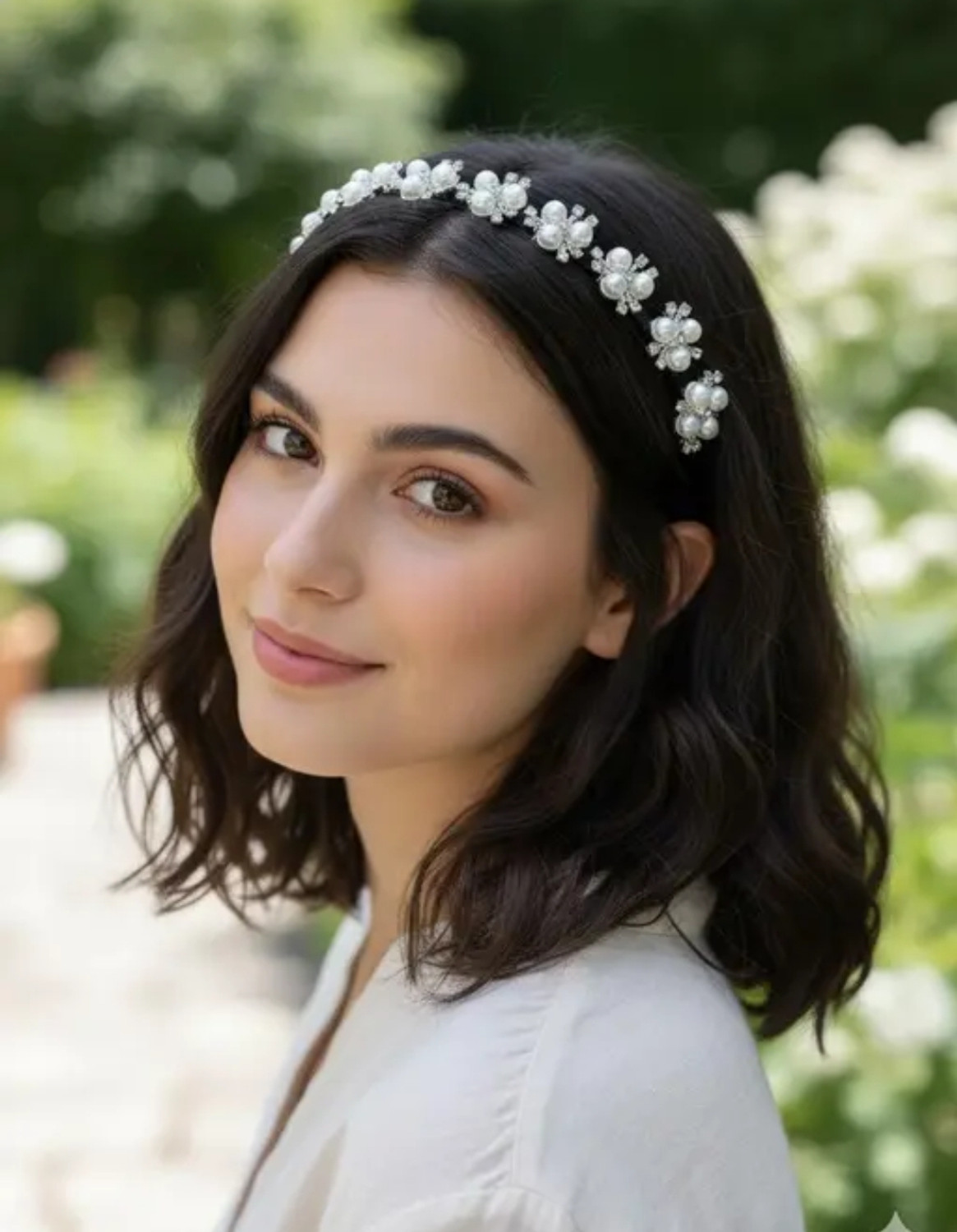 Image of Jiyancreation White Flower Hair Bun Maker Clip Bun Clip (White)