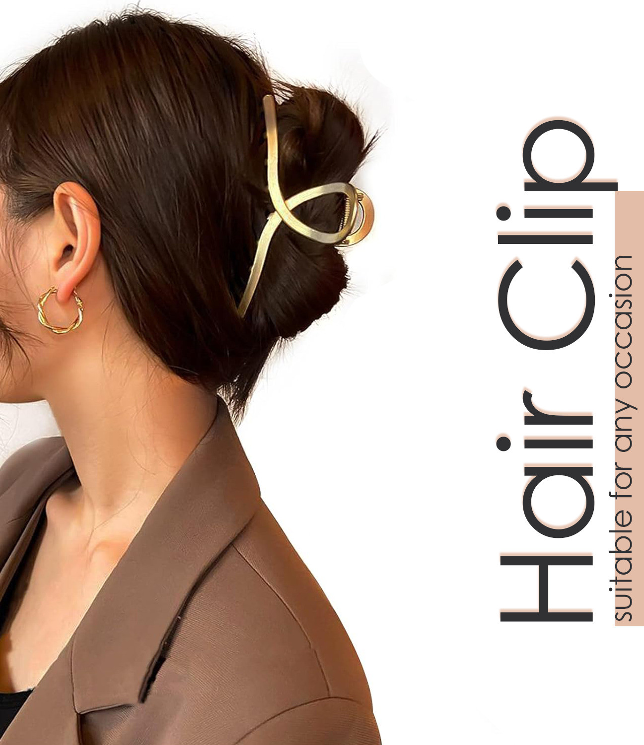 Image of LYROVO 5 PCS Metal Large Hair Claw Hair Clip (Gold)