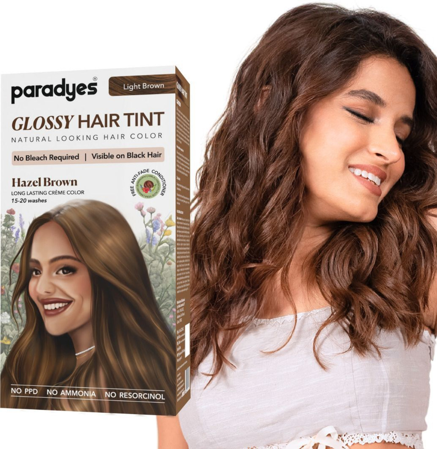 Paradyes No Bleach Glossy Hair Tint, Hazel Brown - Image 1