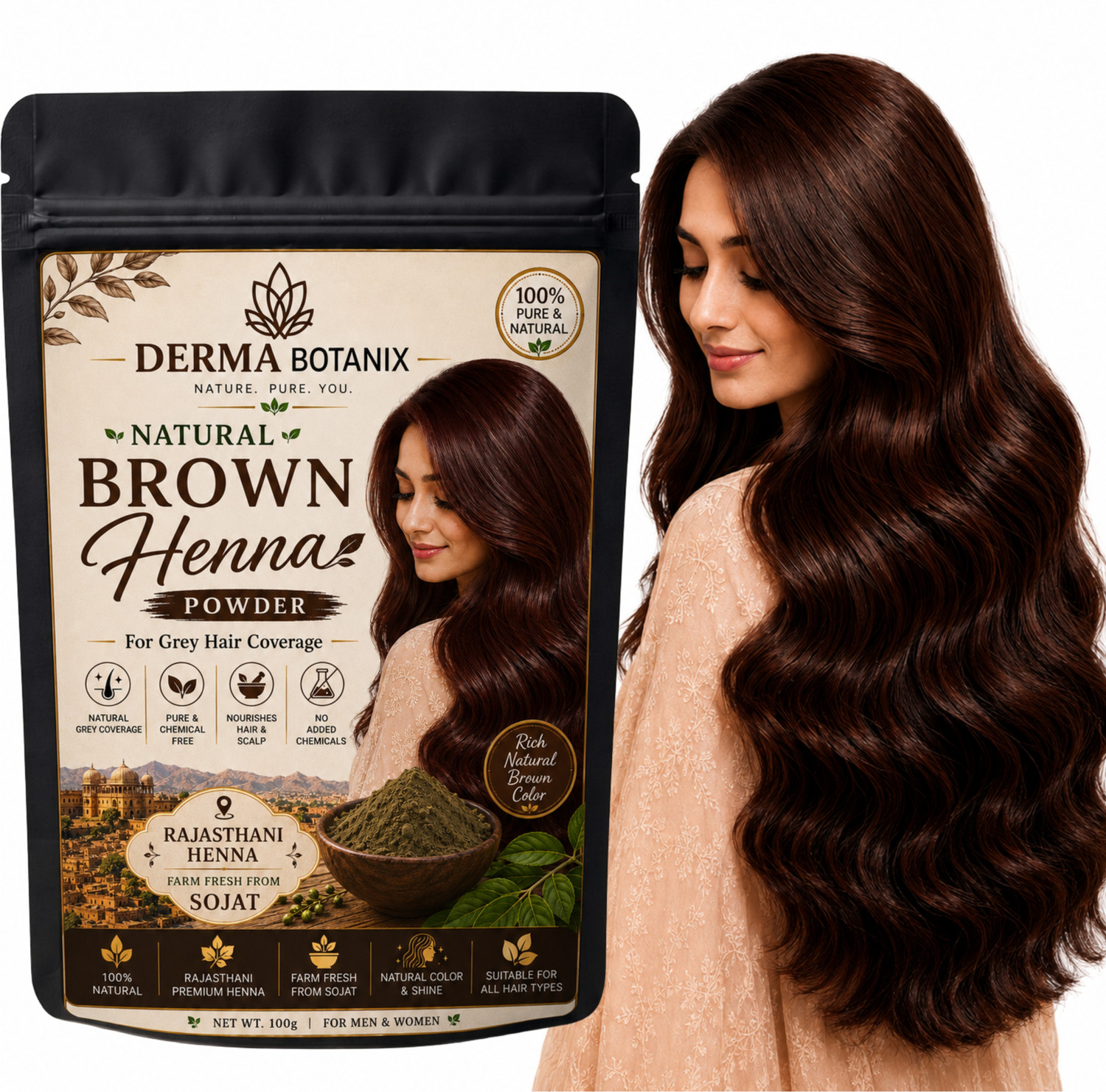 Image of Akansha Natural Burgundy Henna Powder With Amla and Bhringraj (Pack of 5, 20g each) , Burgundy