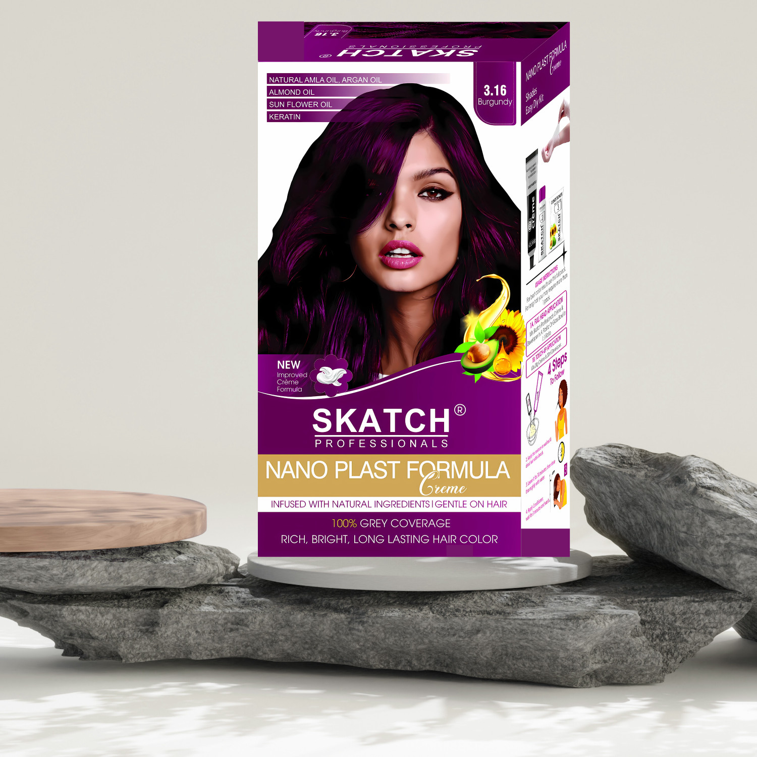 Image of Akansha Natural Burgundy Henna Powder With Amla and Bhringraj (Pack of 5, 20g each) , Burgundy