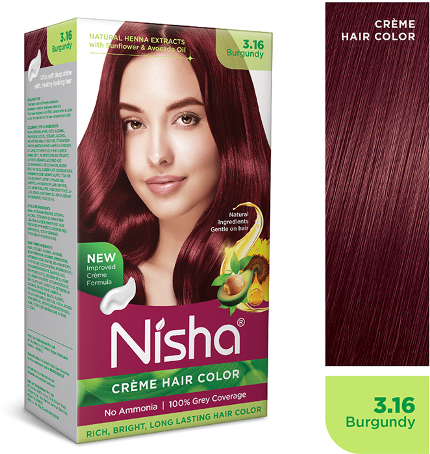 Image of Nisha Creme Hair Color Rich Bright Long-Lasting Natural Henna Extract , MAHOGANY 5.5