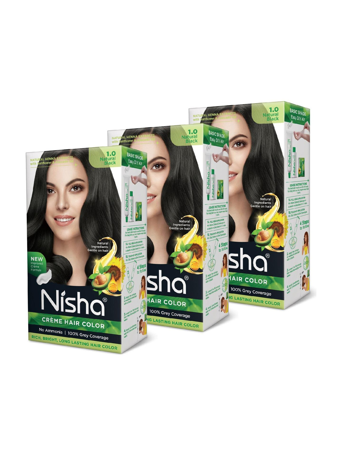 Nisha cream permanent hair color superior quality no ammonia cream formula permanent Fashion Highlights and rich bright long-lasting colour Natural Black (pack of 3) , NATURAL BLACK 1 - Price in India, Buy Nisha cream permanent hair color superior quality no ammonia cream formula permanent Fashion Highlights and rich bright long-lasting colour Natural Black (pack of 3) , NATURAL BLACK 1 Online In India, Reviews, Ratings & Features | Flipkart.com