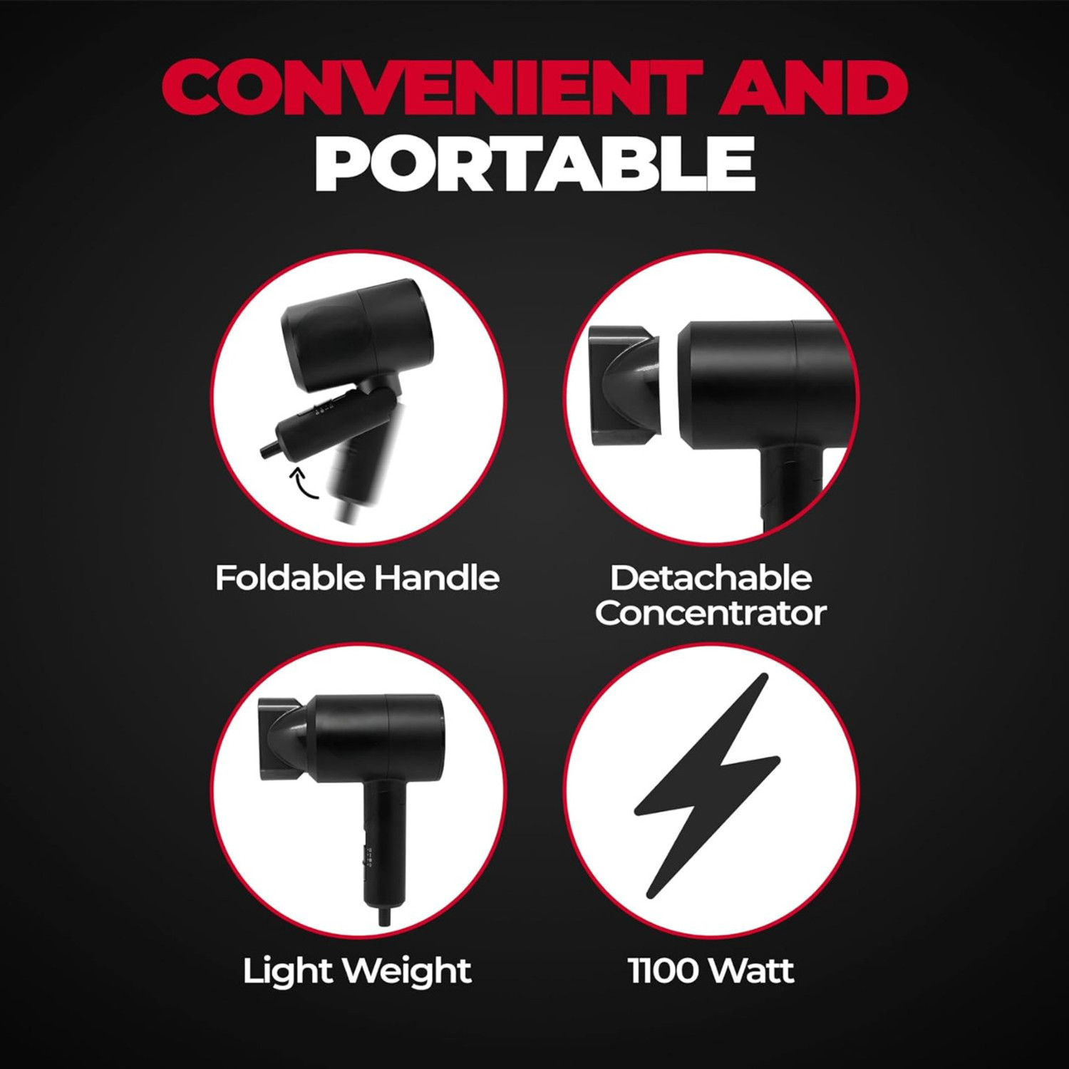 Image of bladeo Powerful 1000W airflow | Thermo Protect Technology with 2 Tempreature Settings Hair Dryer (1000 W, Black)