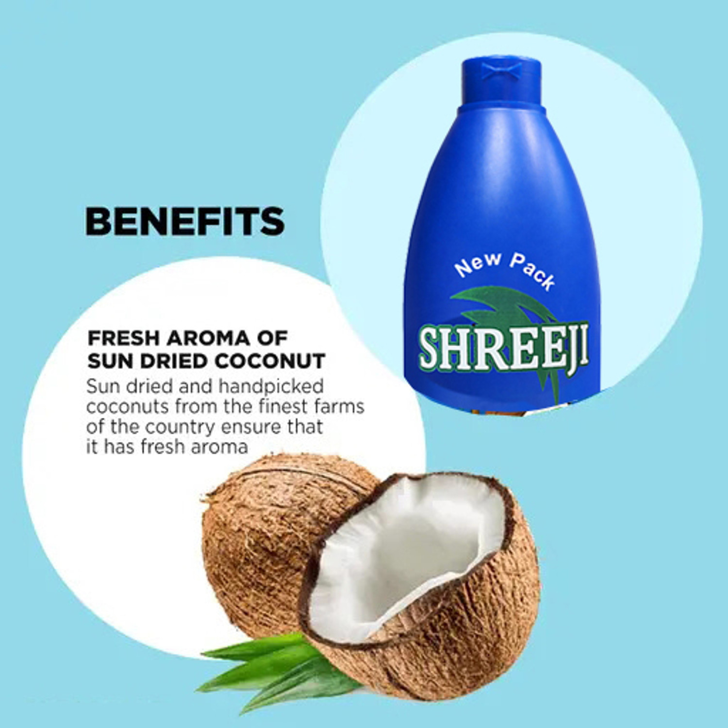 Image of Shreeji Pure Coconut Hair Oil 1 Litre | Hair Fall Control & Growth Hair Oil (500 ml)A Hair Oil (500 g)