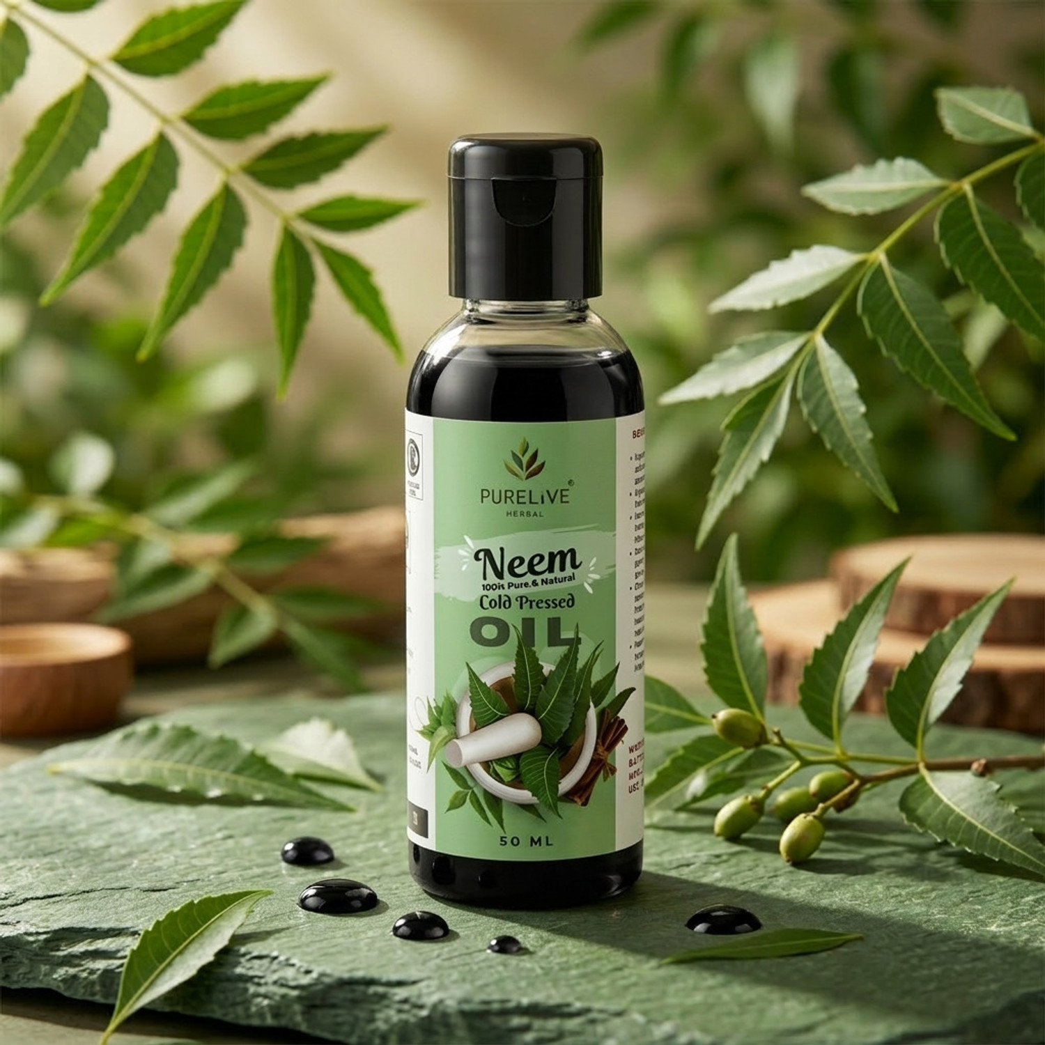 Image of Multano Pro Organic Cold Pressed Neem Oil for Hair & Skin Acne Prone Skin Dandruff Control Hair Oil (220 ml)