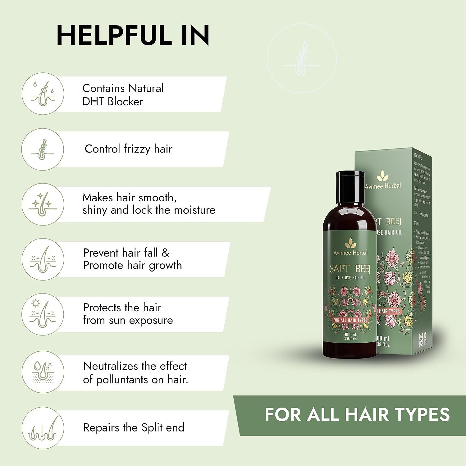 Image of Avimee Herbal Saptbeej Hair Oil | Pack of 3 Hair Oil (300 ml)