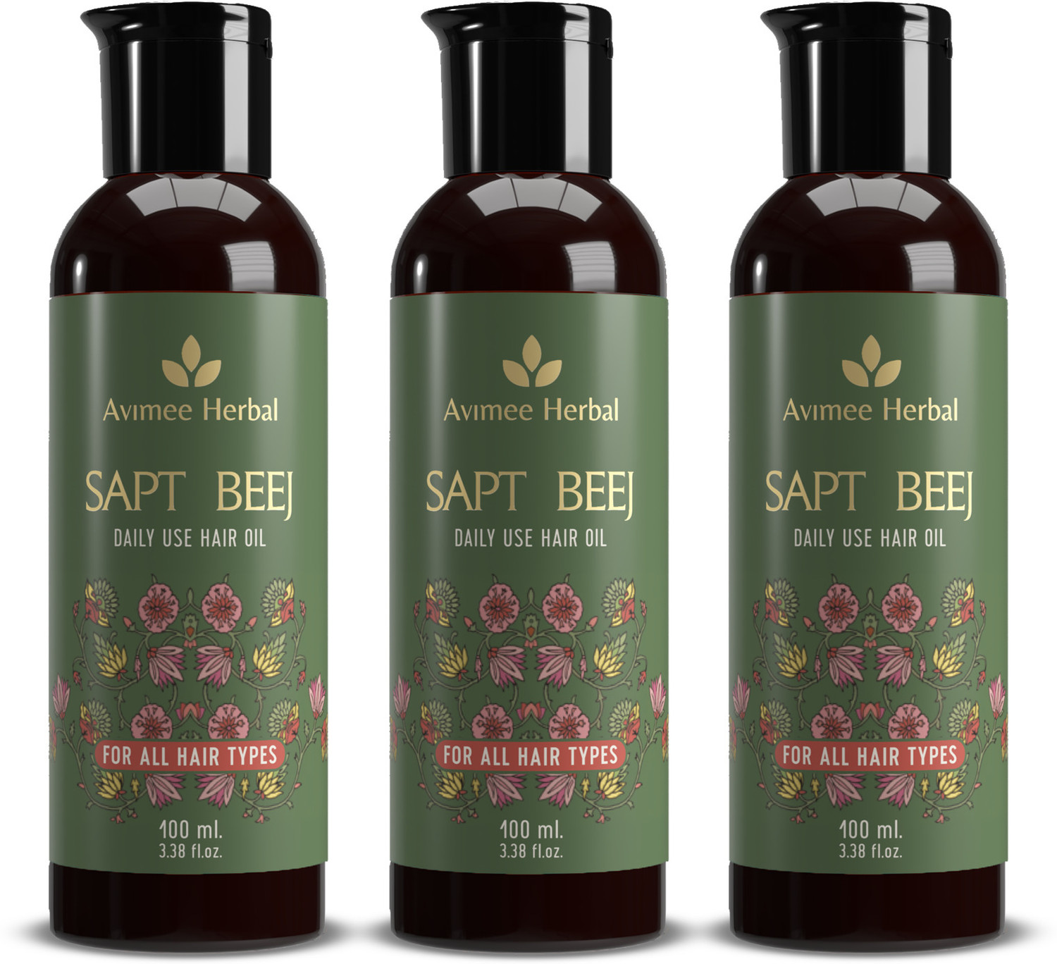 Image of Avimee Herbal Saptbeej Hair Oil | Pack of 3 Hair Oil (300 ml)
