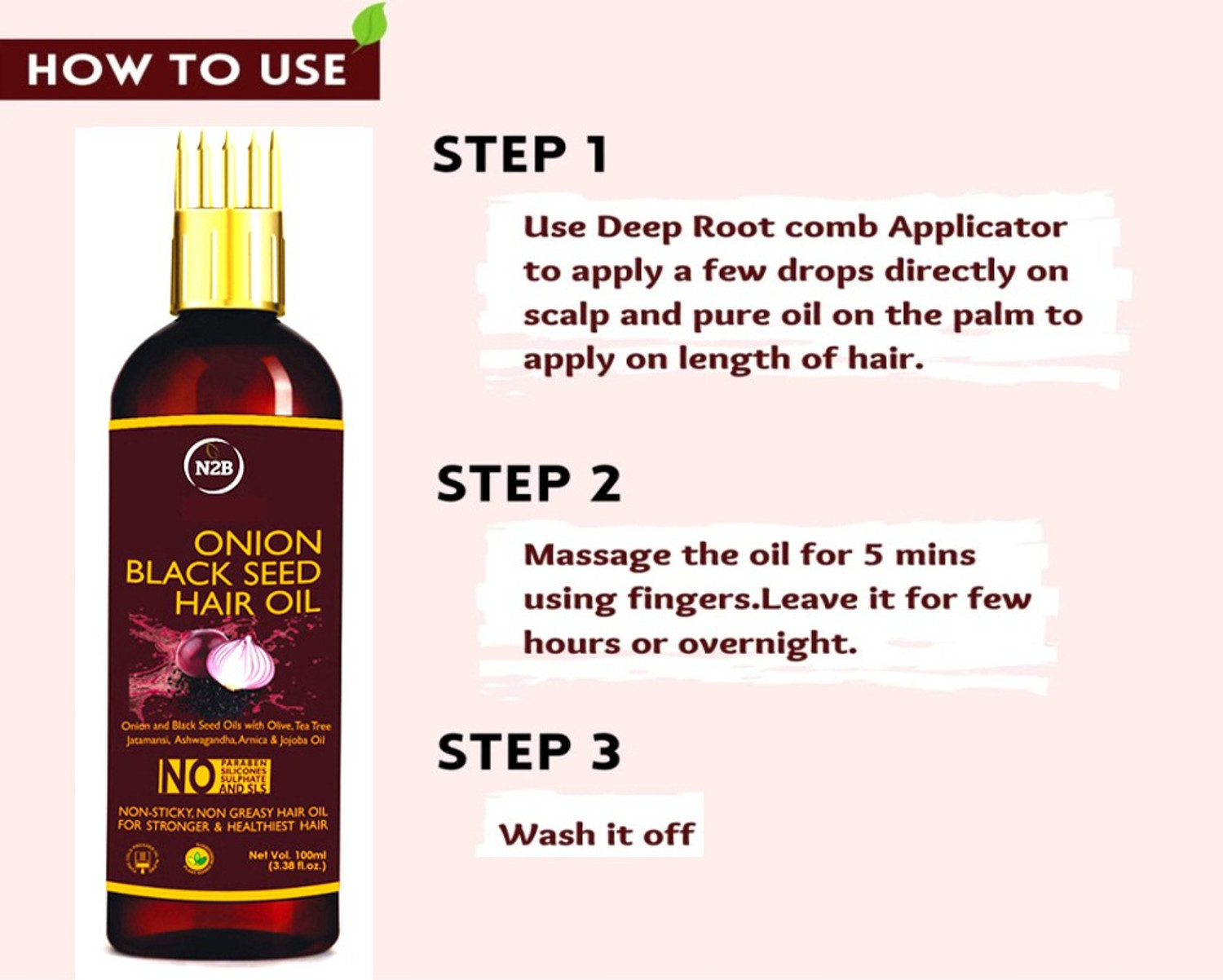 Image of N2B Onion Black Seed Hair Oil - Hair Oil (40 ml)