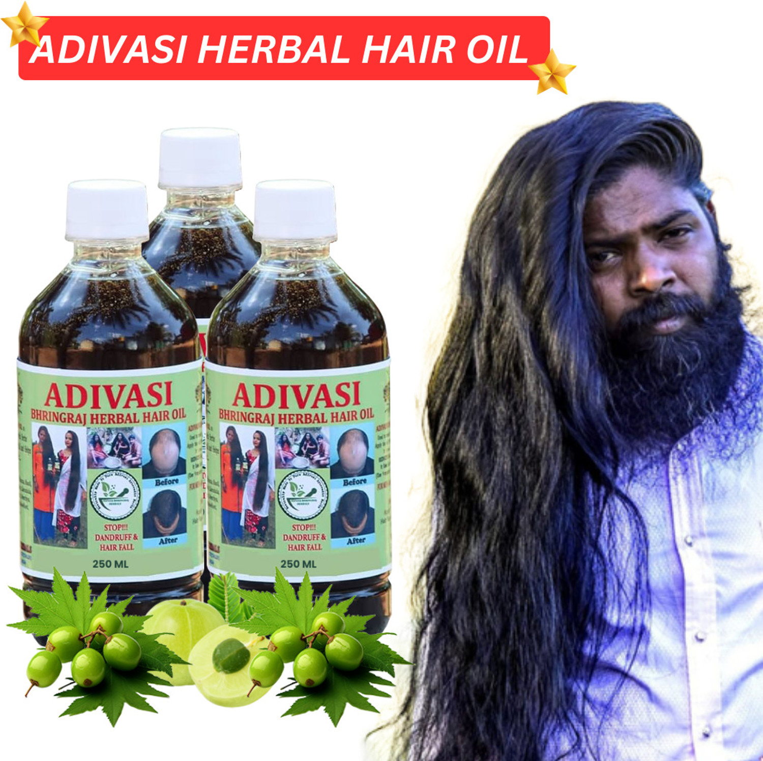 Image of VASMOL Super 33 Kesh Kala Oil Based Hair Colour - 4 x 100 ml Packs Hair Oil (400 ml)