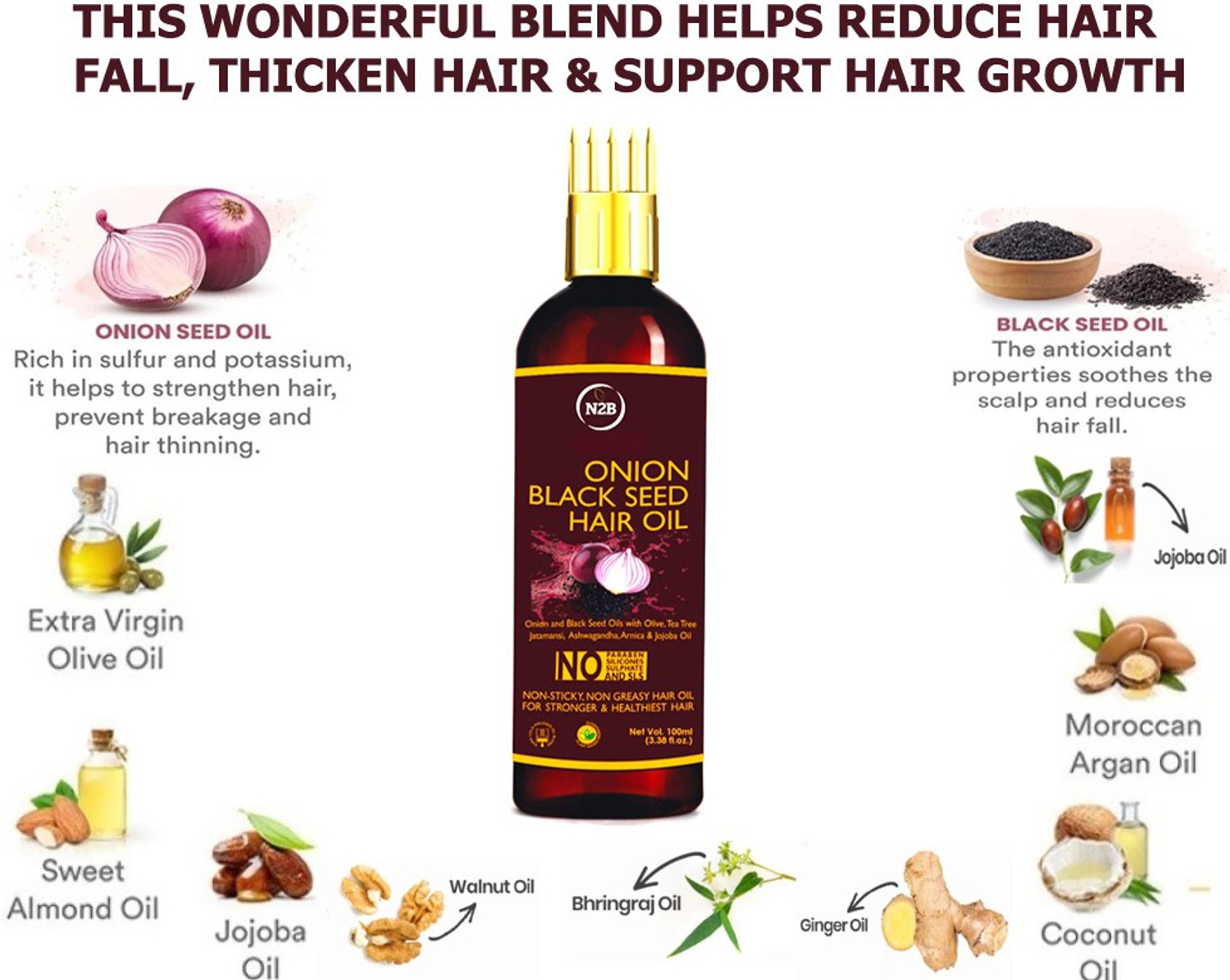 Image of N2B Onion Black Seed Hair Oil - Hair Oil (40 ml)