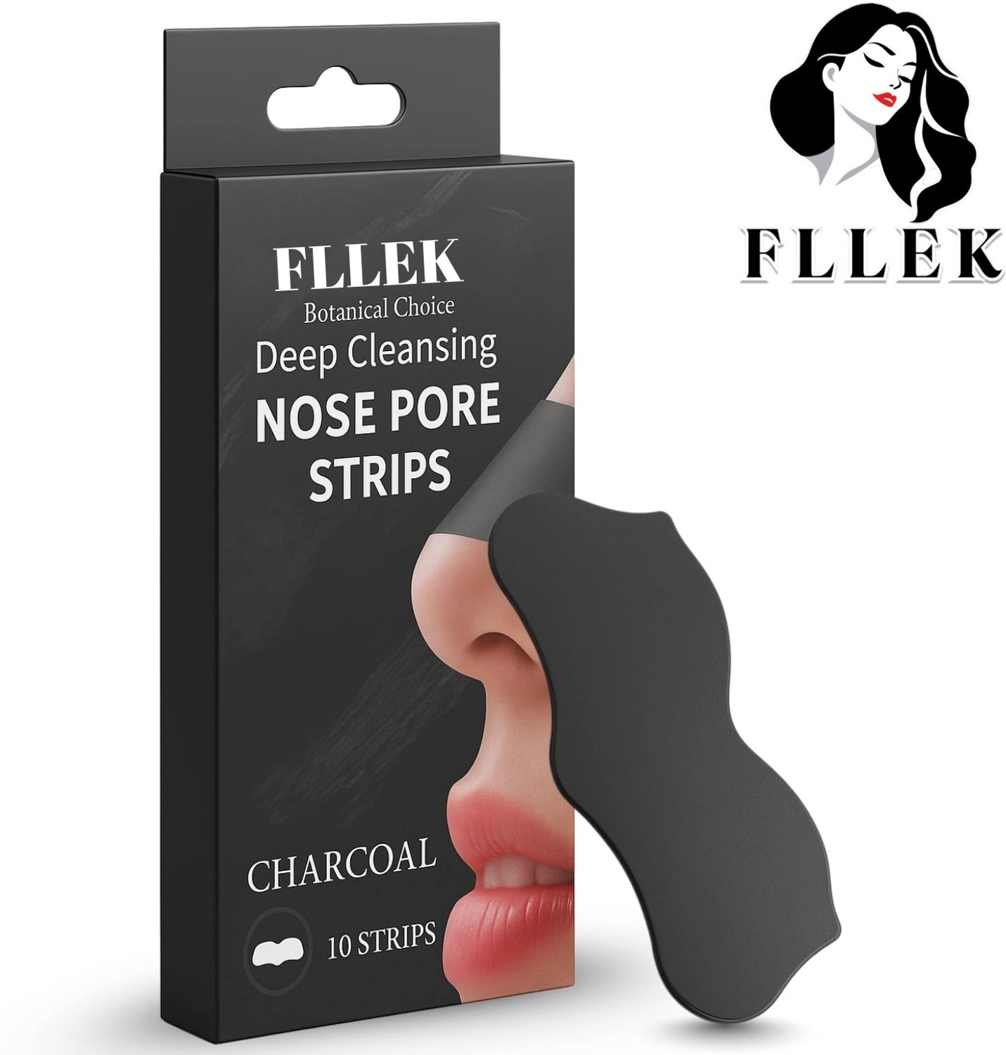 FLLEK Blackhead Remover Bamboo Charcoal Nose Strips - Image 1