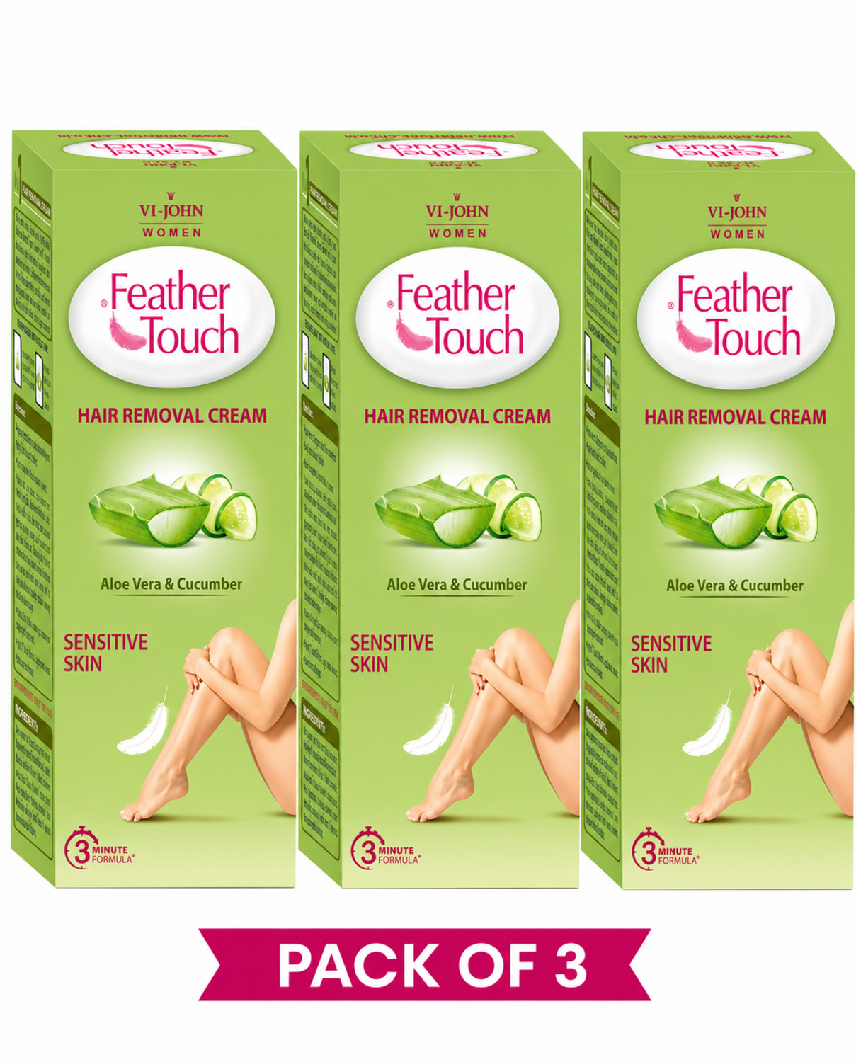 Image of VI-JOHN FEATHER TOUCH HAIR REMOVAL HALDI CHANDAN 110 GM PACK OF 3 (330g) Cream (330 g, Set of 3)
