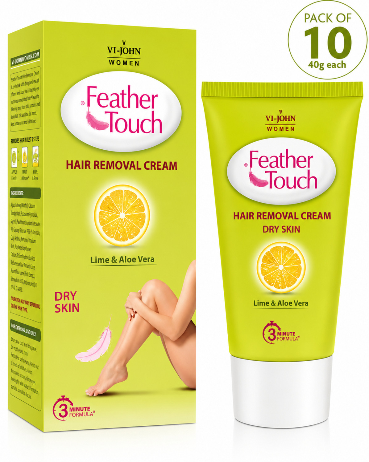Image of VI-JOHN FEATHER TOUCH HAIR REMOVAL HALDI CHANDAN 110 GM PACK OF 3 (330g) Cream (330 g, Set of 3)