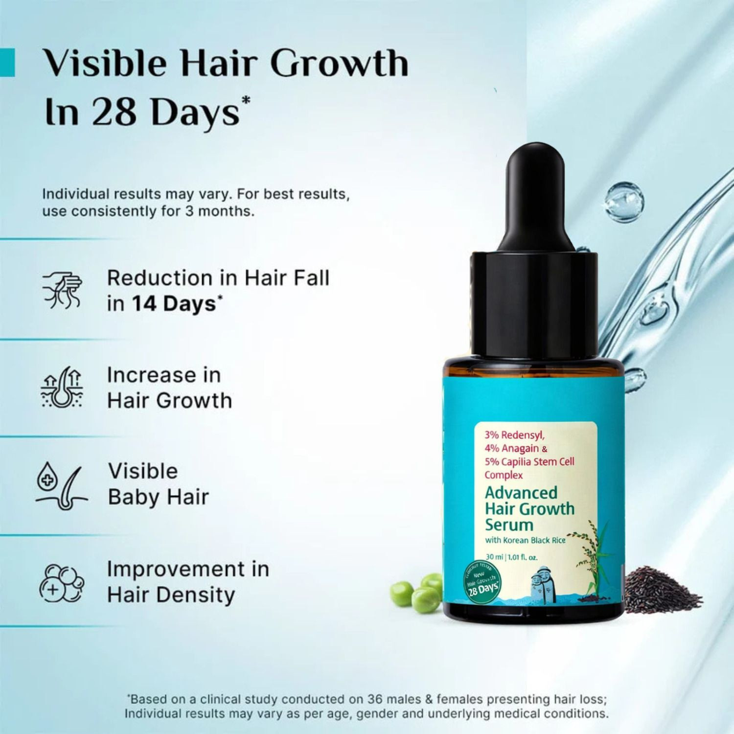 Image of Hegza Hair Growth Serum with 3% Redensyl, Anagain & Rosemary (30 ml)