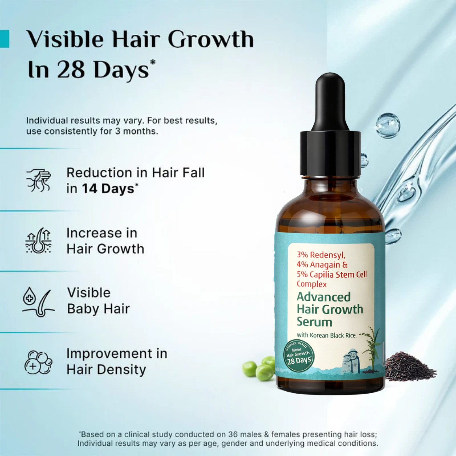 Image of Hegza Hair Growth Serum with 3% Redensyl, Anagain & Rosemary (50 ml)