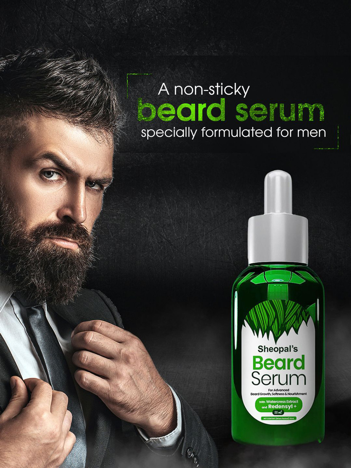 Image of Sheopals Beard Growth Serum for Thicker & Patchy Beard Dermatologist Lab Tested (60 ml)