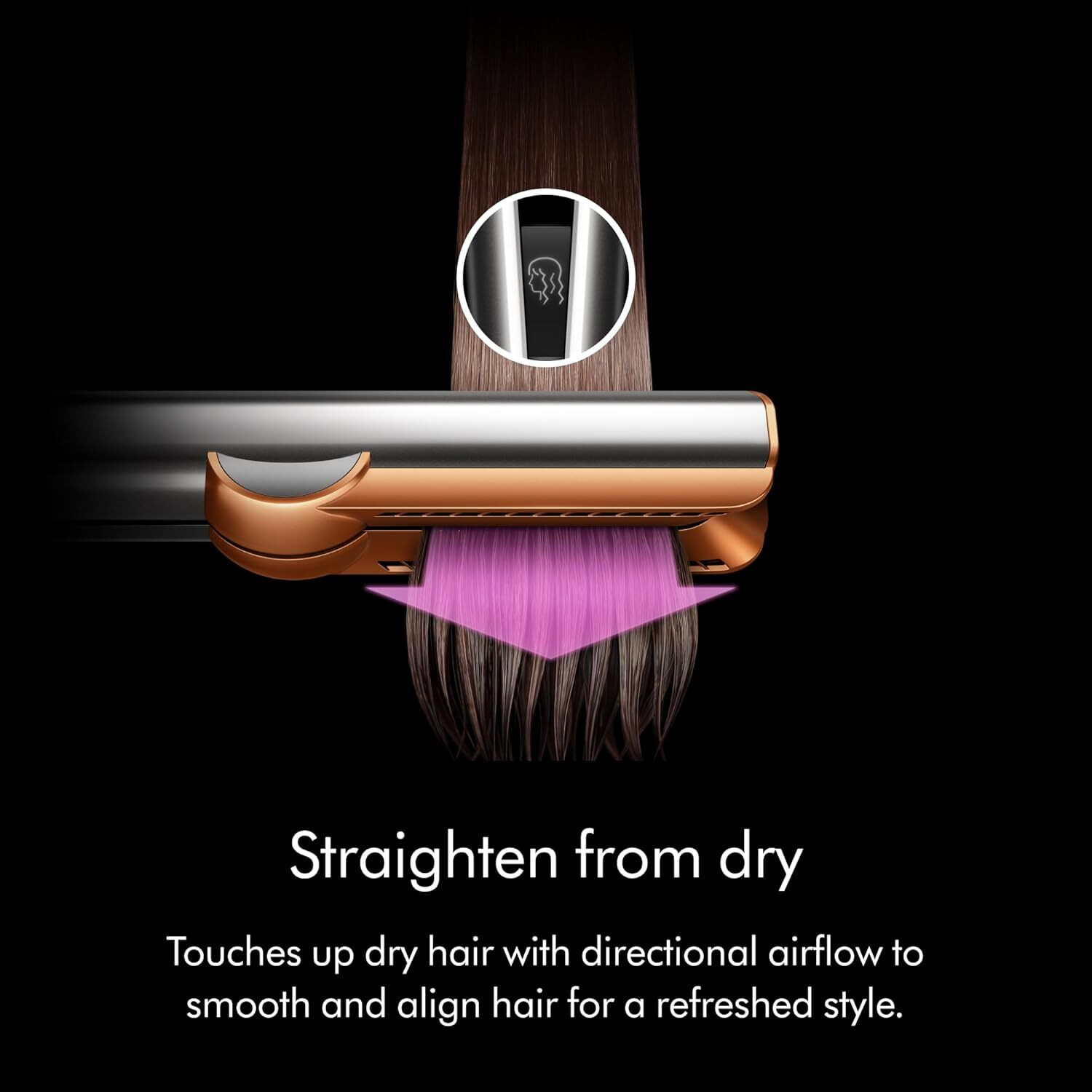 Image of Dyson Natural straight retains hair volume 2 airflows & 6 heat temperature settings Airstrait Hair Straightener With Air, No Hot Plates Hair Straightener (Ceramic Pink /Rose Gold)