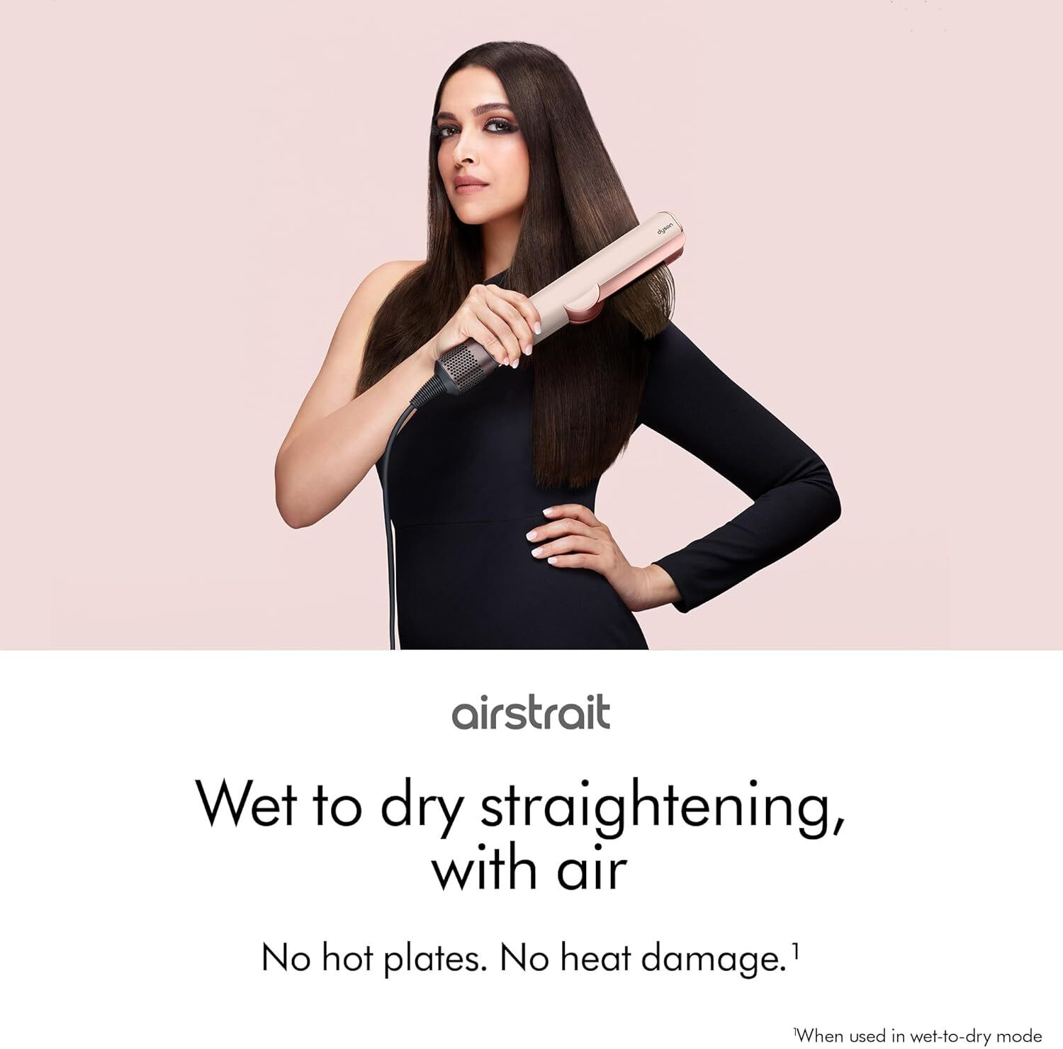 Image of Dyson Natural straight retains hair volume 2 airflows & 6 heat temperature settings Airstrait Hair Straightener With Air, No Hot Plates Hair Straightener (Ceramic Pink /Rose Gold)