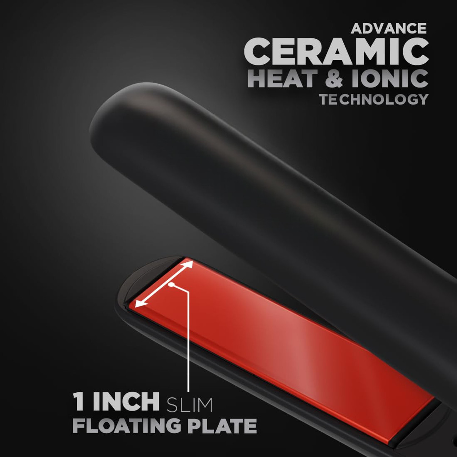 Image of Iconic Genuine S3+ S3+ Hair Straightener, Black & Red, Professional Ceramic Floating Plates, Hair Straightener (Black)