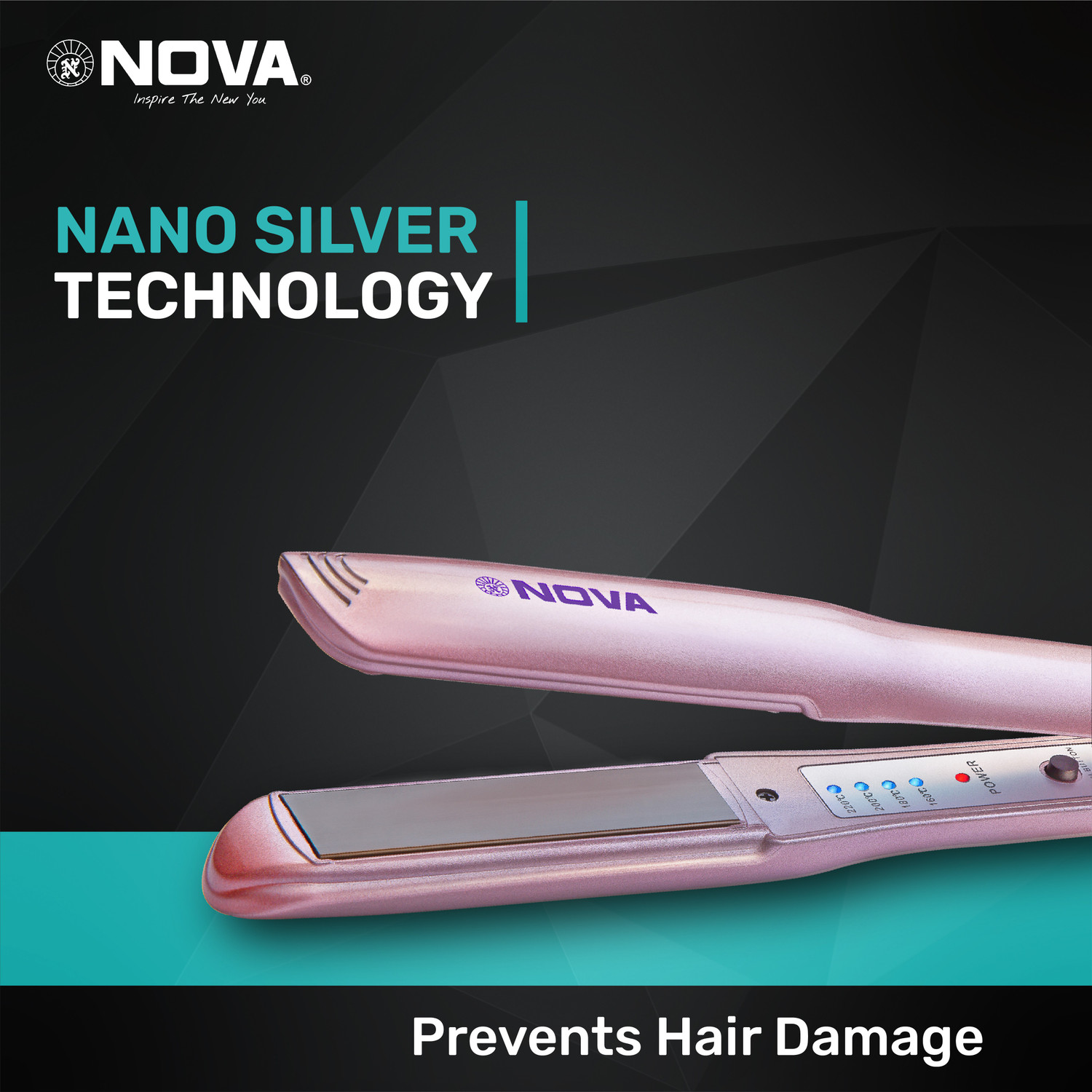 Image of NOVA 2 in 1 Straight and Curl NHS 906 Hair Straightener (Pink)