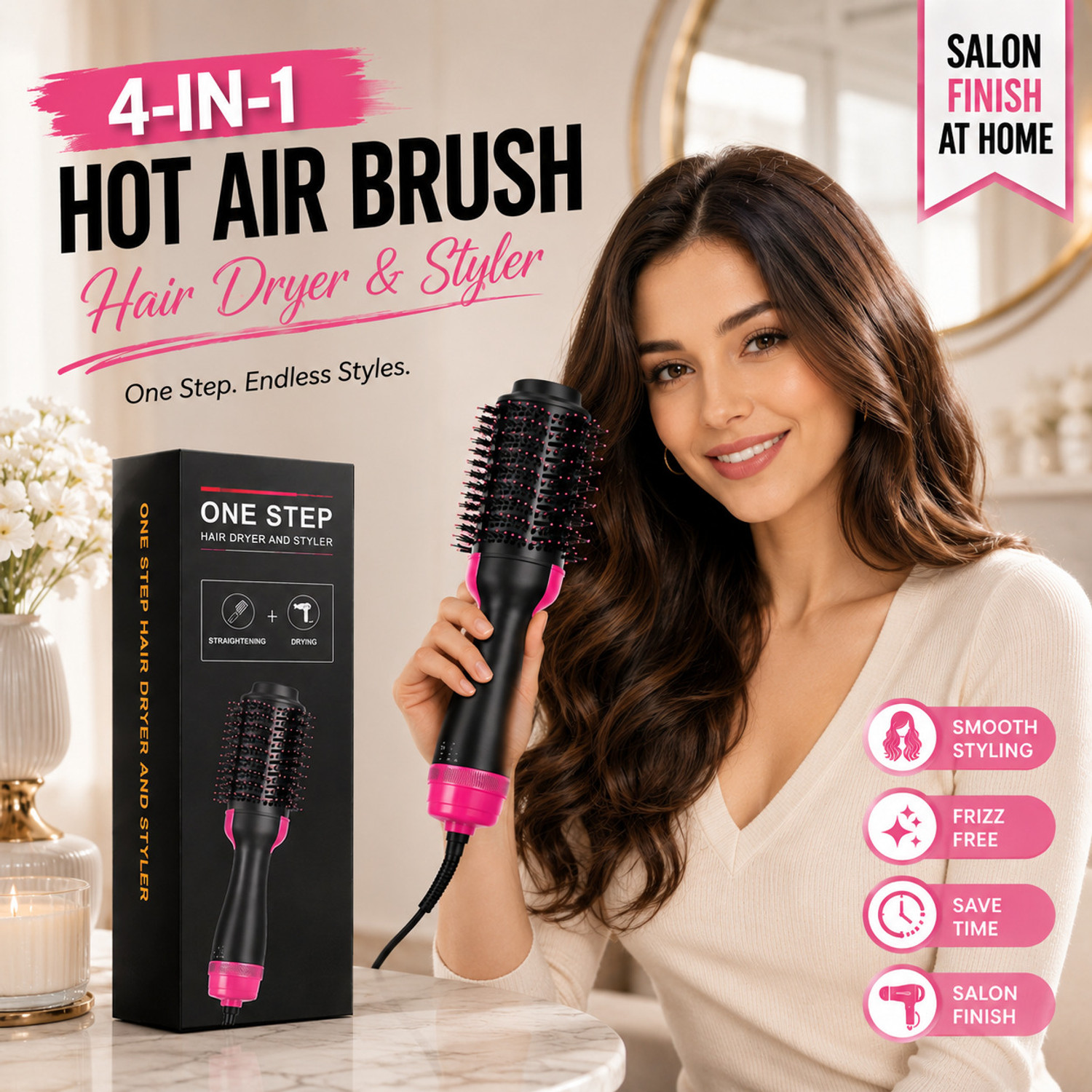 Image of NOVA 2 in 1 Straight and Curl NHS 906 Hair Straightener (Pink)
