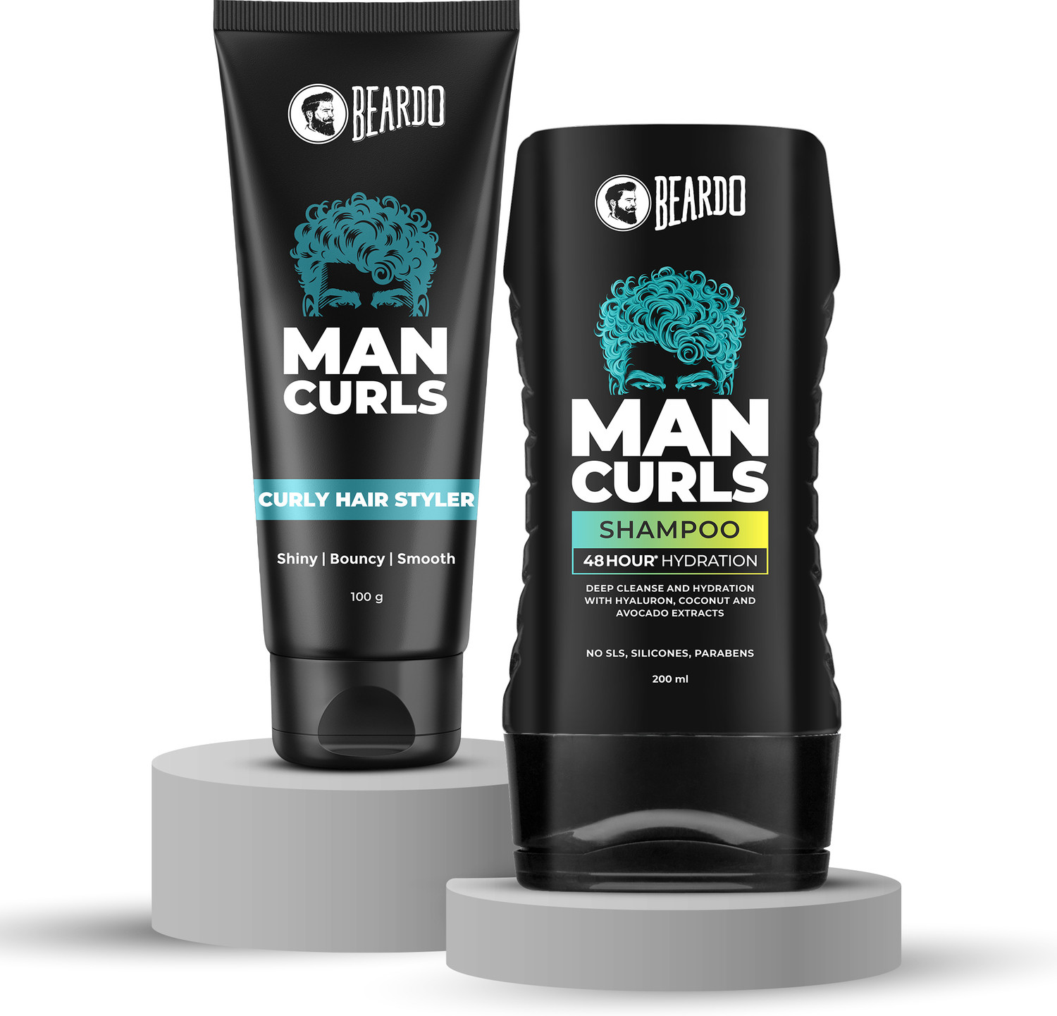 BEARDO Man Curls Shampoo & Curly Hair Cream (Pack of 2) - Image 1