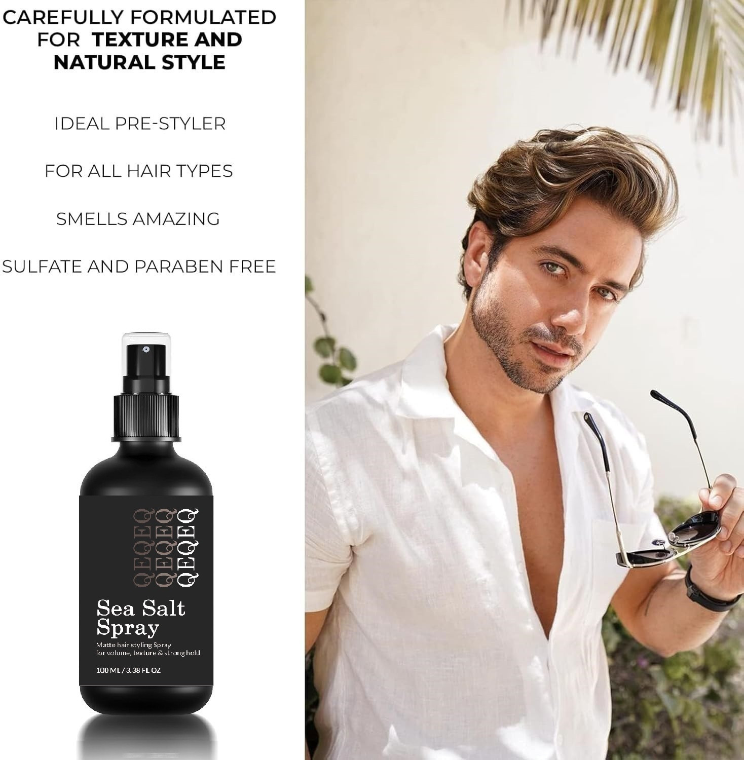 Image of QEQEQ Sea Salt Spray(100ml)Hair Volume,Texture,Heat Protectant,Hold-Styling Hair Spray Hair Styler (100 ml)