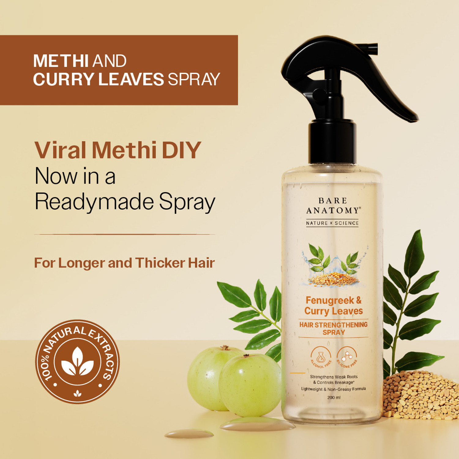 BARE Methi, Curry Leaves Hair Spray - Image 6