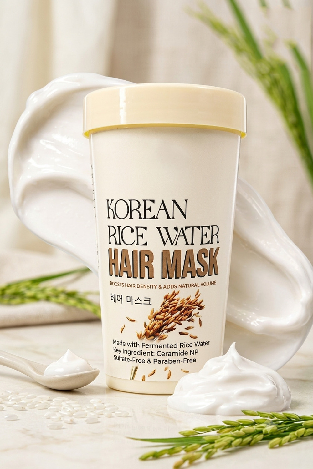 Kurma Korean Rice Water Hair Mask for Hair Growth, Volume Boost & Frizz Control (800 ml) - Image 1