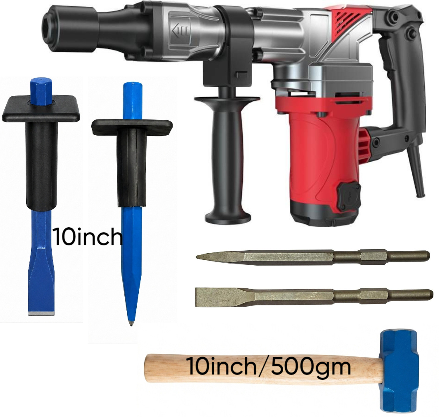 Image of RanPra COMBO OF 33PCS TOOL KIT WITH HAMMER AND ANGLE GRINDER | 13MM DRILL 5pcs Drill bits and 4useable Blades and 4inch Angle Grinder Hammer Drill (14 mm Chuck Size, 650 W)