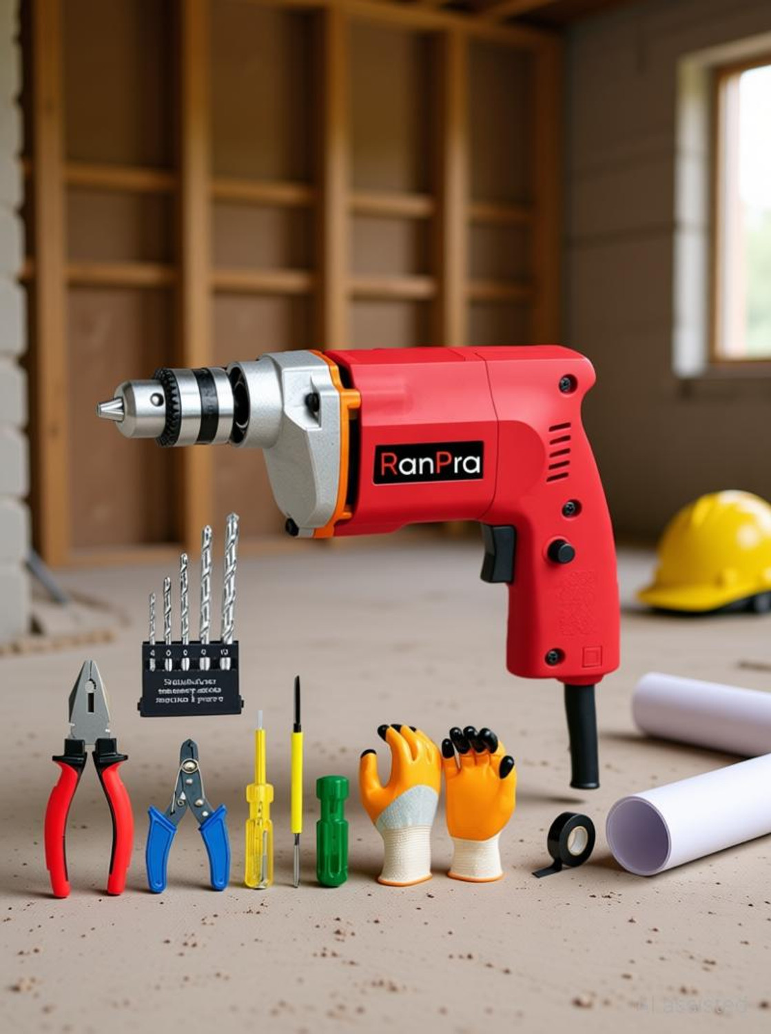 Image of RanPra 100% COPPER ARMETURE HEAVY DUTY DRILL MACHINE WITH 13PCS BIT & SAFETY GLOVES 5pcs Drill bits and 4useable Blades and 4inch Angle Grinder Hammer Drill (12 mm Chuck Size, 650 W)