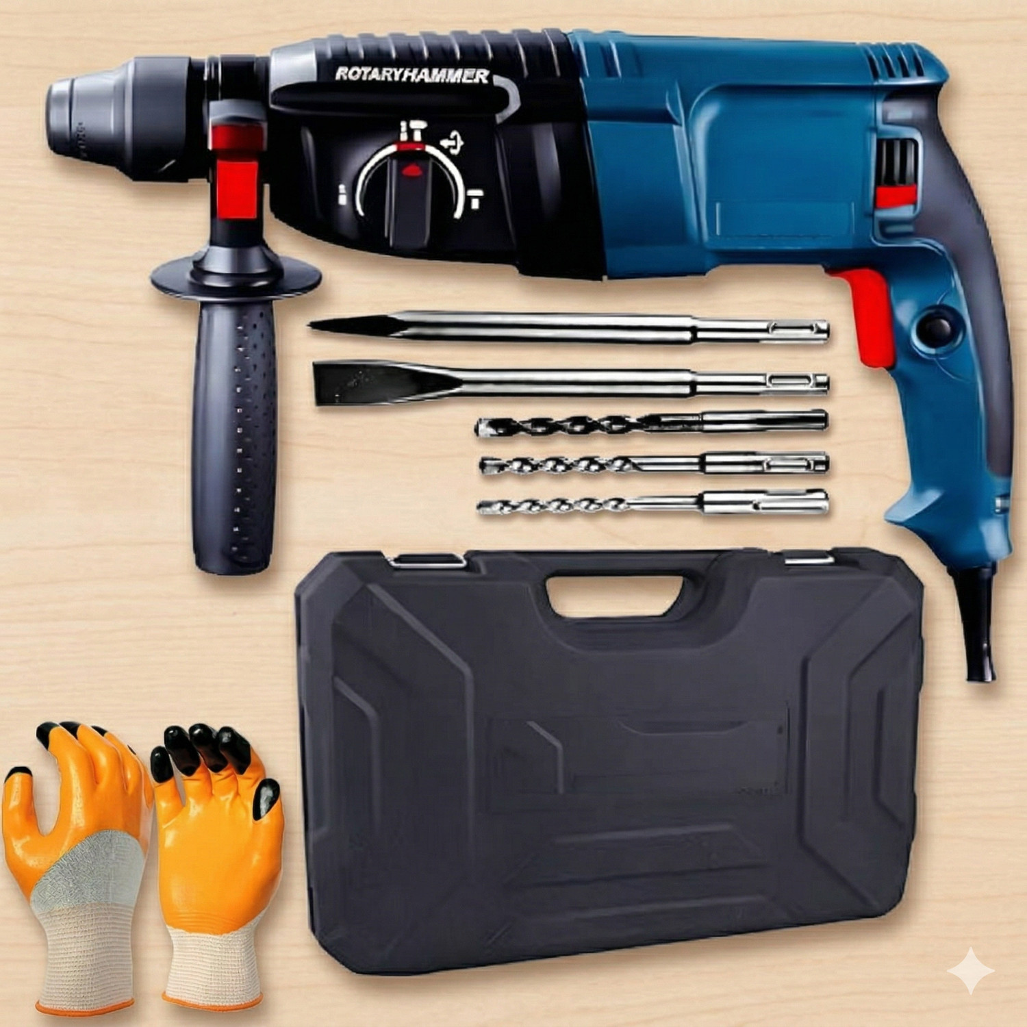 Image of RanPra COMBO OF 33PCS TOOL KIT WITH HAMMER AND ANGLE GRINDER | 13MM DRILL 5pcs Drill bits and 4useable Blades and 4inch Angle Grinder Hammer Drill (14 mm Chuck Size, 650 W)