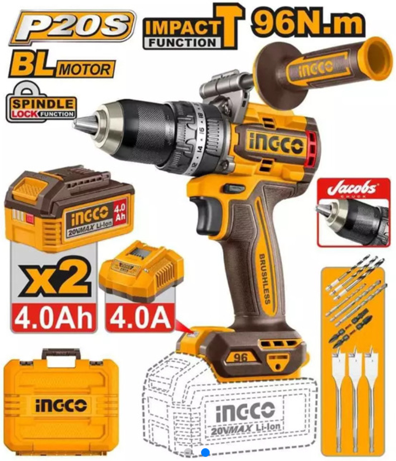 Image of INGCO CIDLI209686 96NM DRILL Impact Driver (13 mm Chuck Size, 800 W)