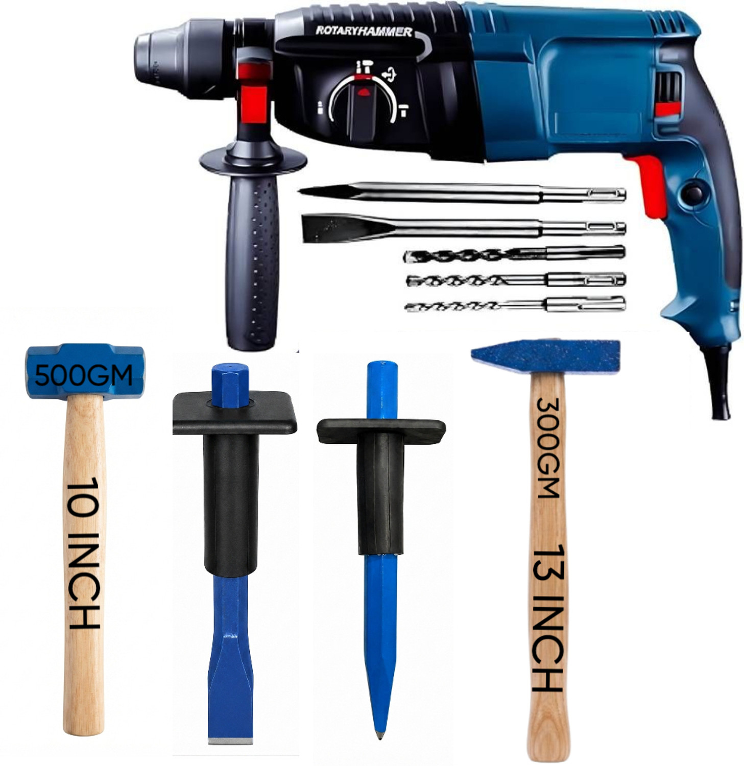 Image of RanPra 100% COPPER ARMETURE HEAVY DUTY DRILL MACHINE WITH 13PCS BIT & SAFETY GLOVES 5pcs Drill bits and 4useable Blades and 4inch Angle Grinder Hammer Drill (12 mm Chuck Size, 650 W)