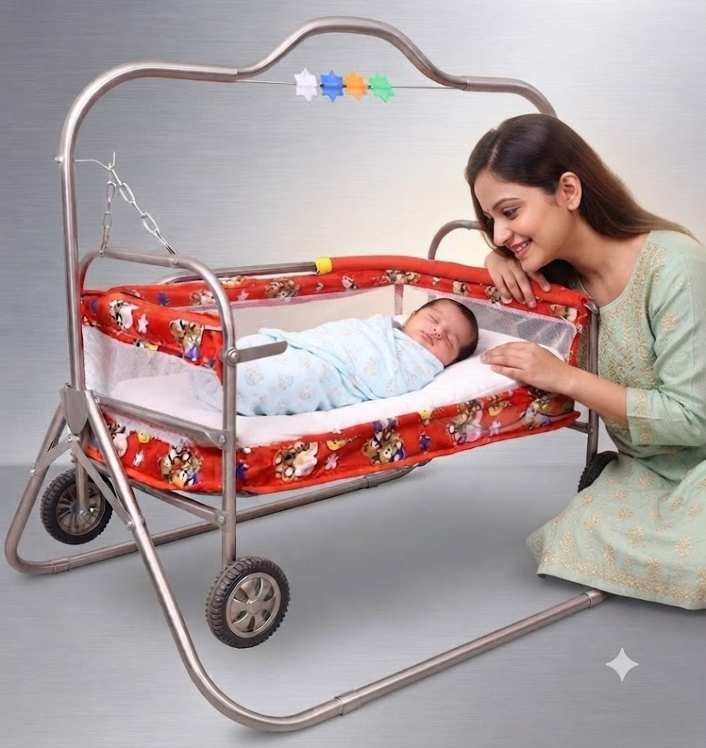 Image of GROWMETAL BABY-SWING-RED-STEEL-SMALL Iron Small Swing (Red, DIY(Do-It-Yourself))