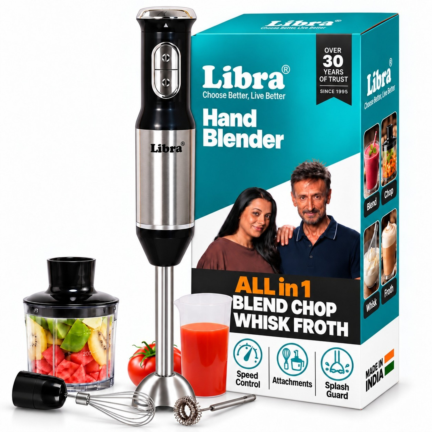 LIBRA 1200 W Stainless Steel and Black Hand Blender