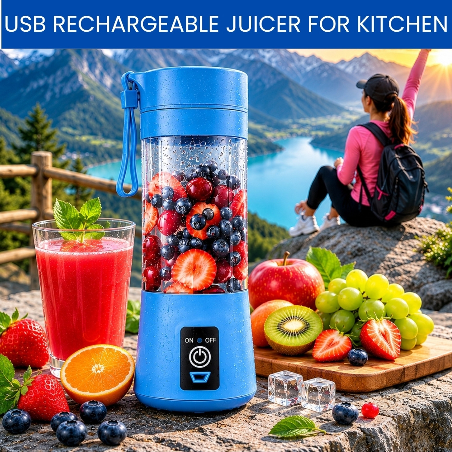 Image of DAKSHWAY Wireless Rechargeable Blender Portable Juicer for Smoothies, Milkshakes M341 180 W Juicer (Portable Mini USB Juicer Wireless Rechargeable Blender for Fresh Juices Pro 86 | 1 Jar | Multicolor)